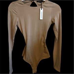 Olivaceous Beige Long Sleeve Bodysuit